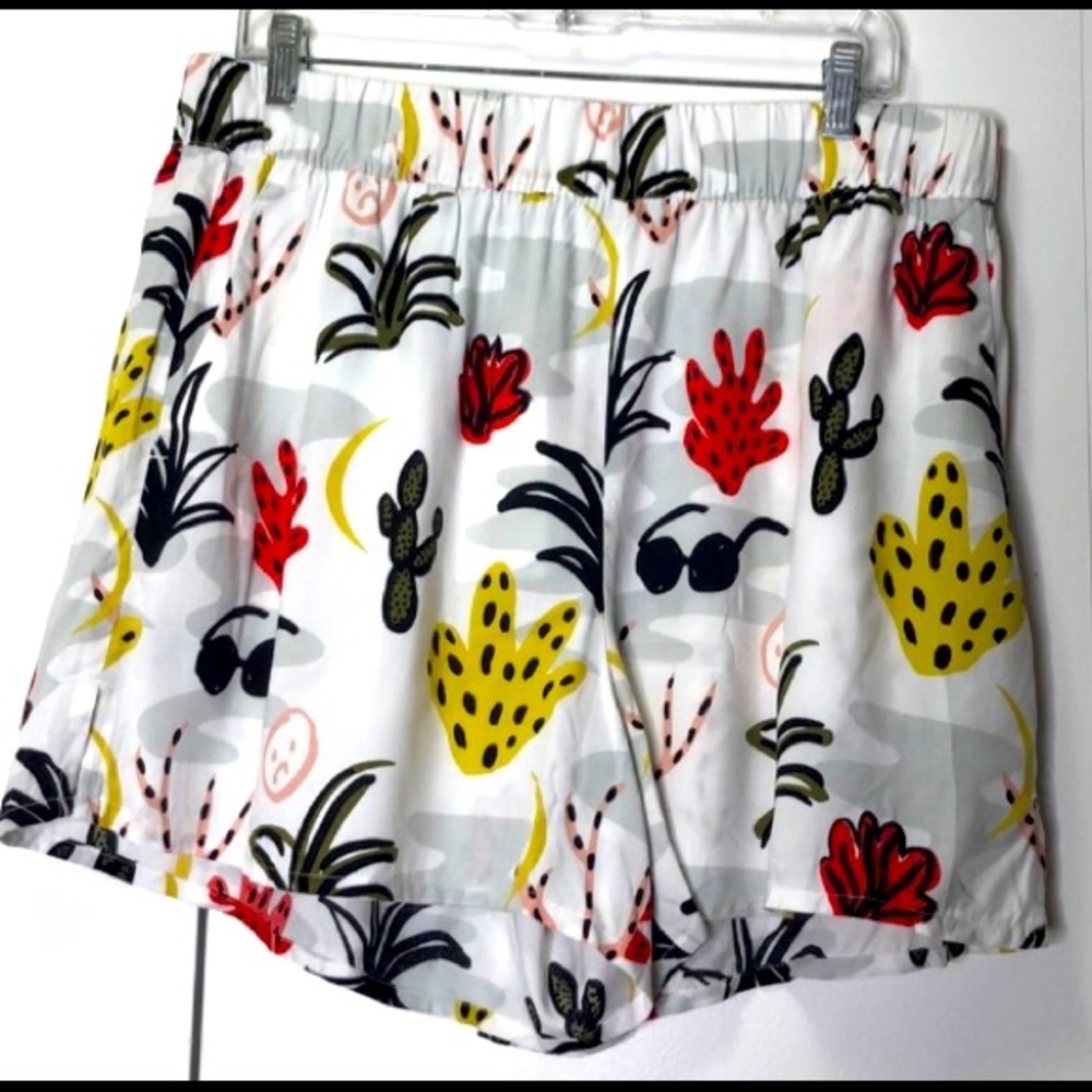 Monki cactus print high waisted shorts w/ pockets
